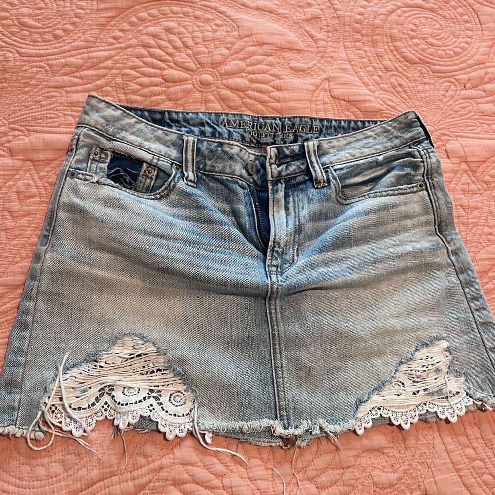 American Eagle Outfitters Distressed Denim Mini Skirt